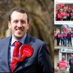 Composite photo of Dr Gareth Barrett pictured with supporters in three locations